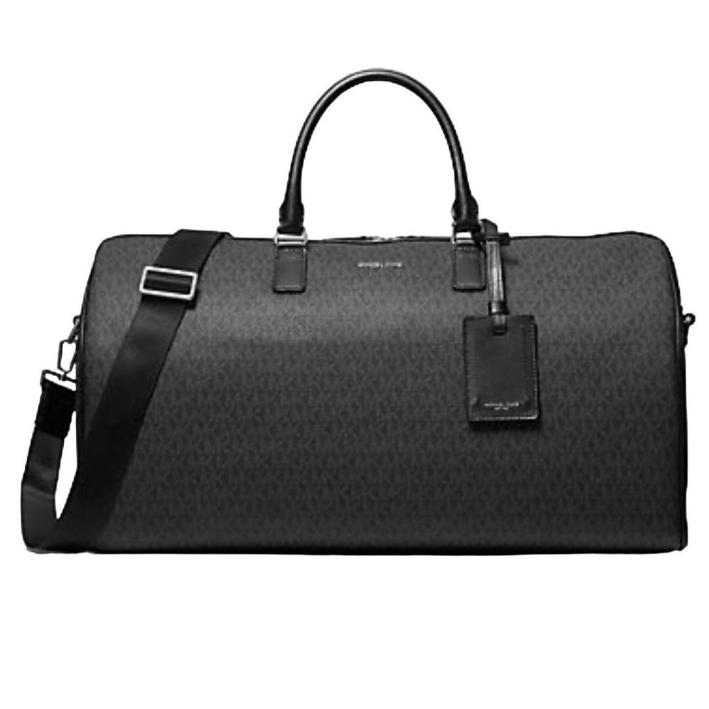 NEW Michael Kors Harrison Black Large Duffle Bag PVC Travel Weekender Luggage - Picture 1 of 12